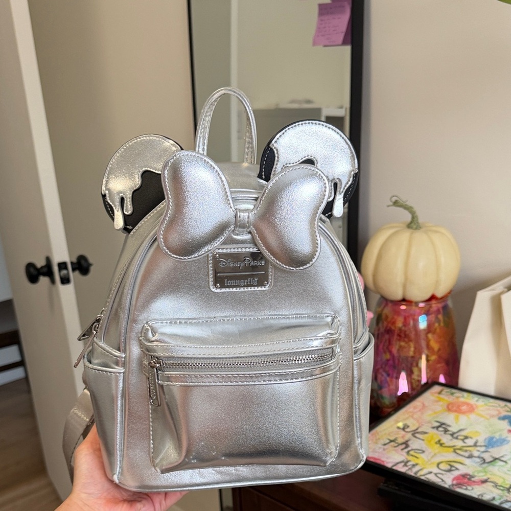 Disney Loungefly 100th anniversary Metallic Silver Backpack